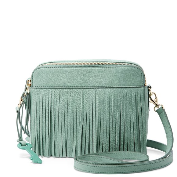 Fossil Handbags - Fossil Sydney Fringe Leather Crossbody Seaglass
